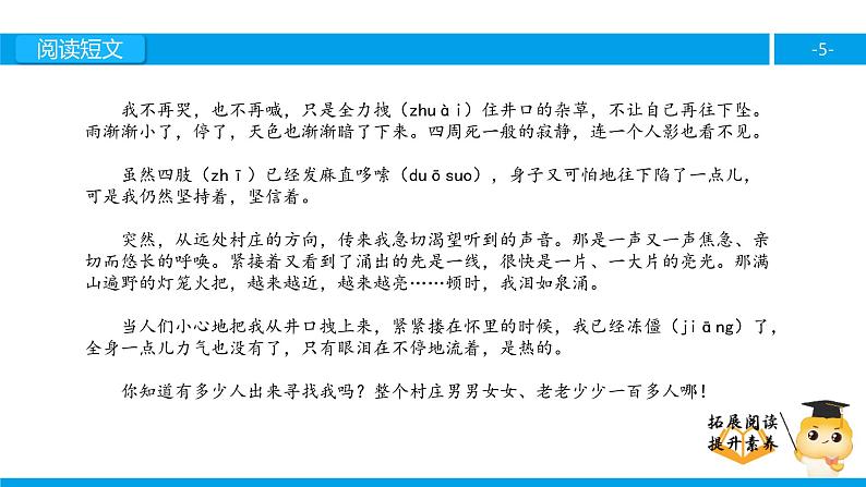 四年级【专项训练】课外阅读：满山的灯笼火把（上）课件PPT第5页