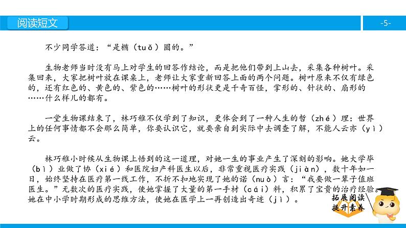 四年级【专项训练】课外阅读：树叶都是绿色的吗（上）课件PPT05