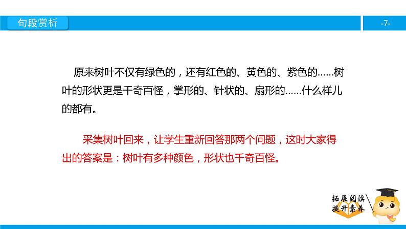 四年级【专项训练】课外阅读：树叶都是绿色的吗（下）课件PPT07