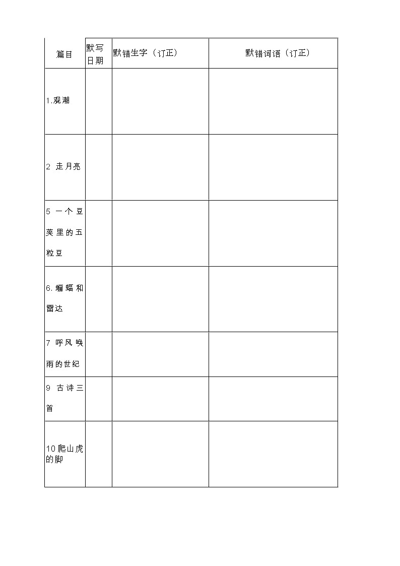 部编版四年级语文上册必背必考知识点名师梳理(暑假预习、附检测表)学案02