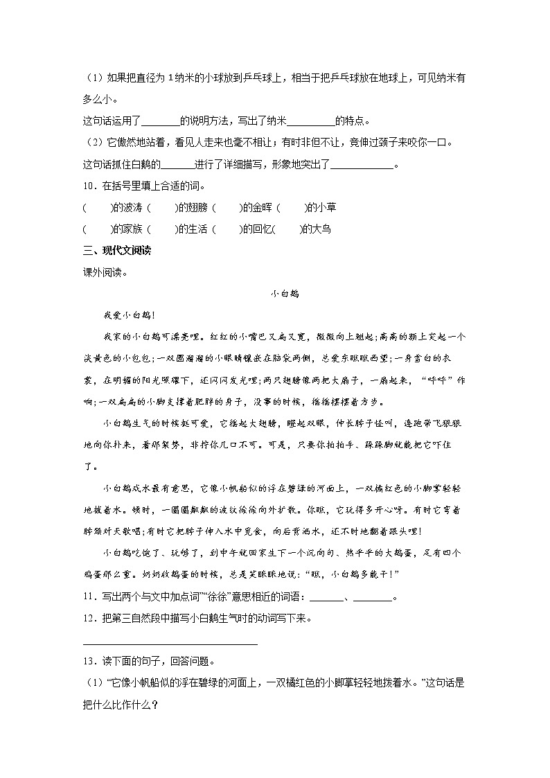 15.白鹅同步练习试题（含答案）第2页
