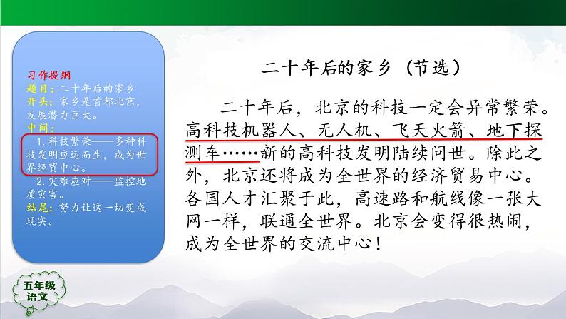 五年级【语文(统编版)】习作《二十年后的家乡》(第二课时)-课件第4页