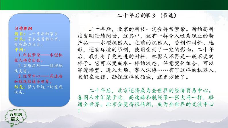 五年级【语文(统编版)】习作《二十年后的家乡》(第二课时)-课件第8页