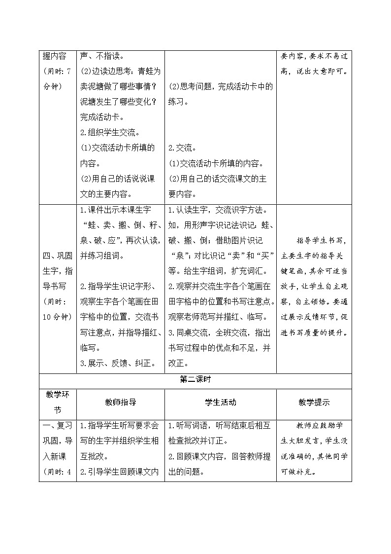 二年级下册语文21《青蛙卖泥塘》导学案03