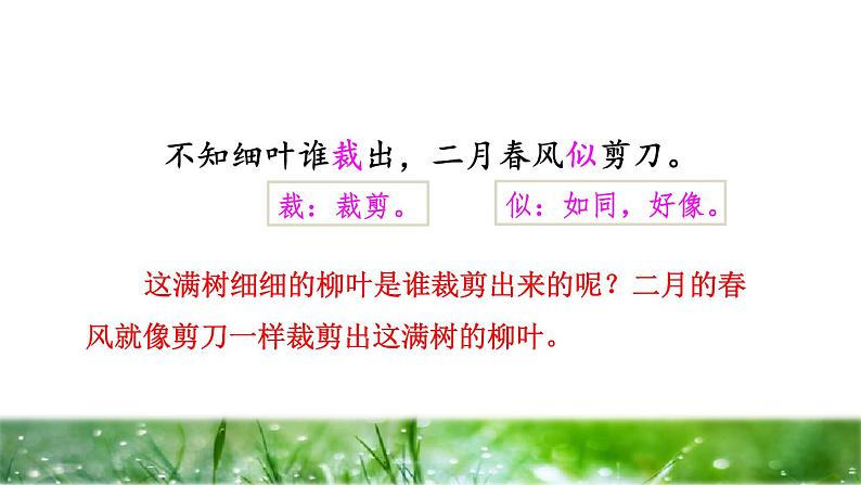 人教版二年级下册语文 第1单元 1 古诗二首——咏柳品读释疑 课件第4页