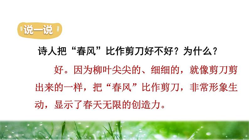 人教版二年级下册语文 第1单元 1 古诗二首——咏柳品读释疑 课件第7页