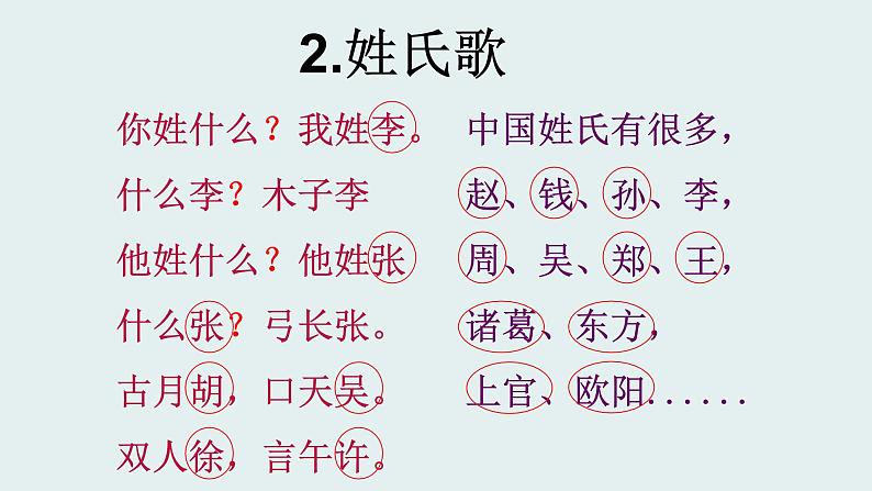 人教部编版语文一年级下册《识字——姓氏歌》课件308