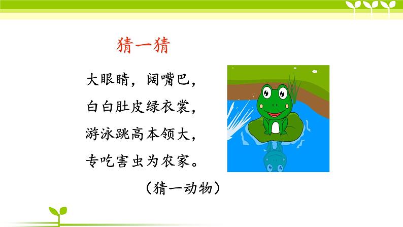 人教部编版语文一年级下册《识字（一）——小青蛙》课件32第1页