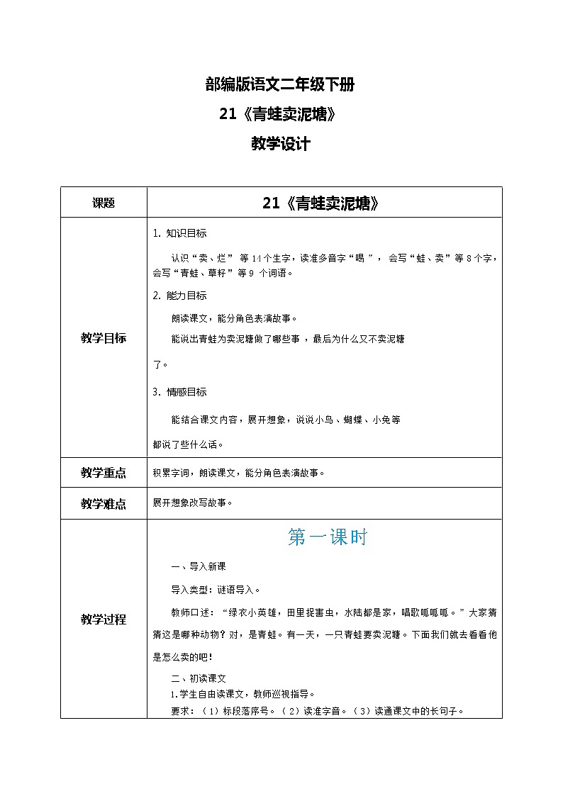 21《青蛙卖泥塘》（课件+教案+音视频素材）01