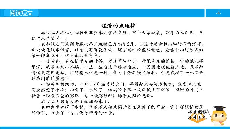 六年级课外阅读： 烂漫的点地梅（上）课件PPT第4页