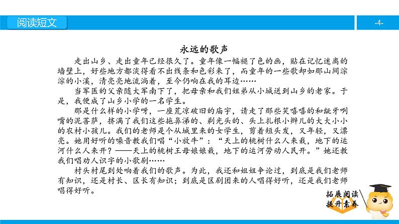 六年级课外阅读：永远的歌声 （上）课件PPT第4页