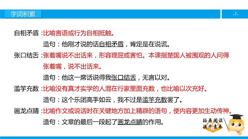 五年级【专项训练】课外阅读：成语故事“自相矛盾”“滥竽充数”“画龙点睛”（上）课件PPT第7页