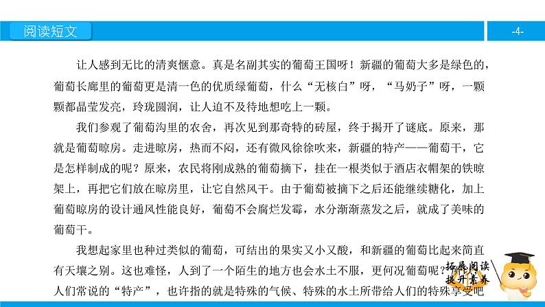 五年级【专项训练】课外阅读：吐鲁番的葡萄沟（下）课件PPT第4页