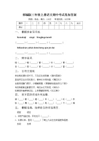 部编版三年级上册语文期中考试卷加答案