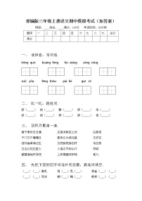 部编版三年级上册语文期中模拟考试（加答案）练习题