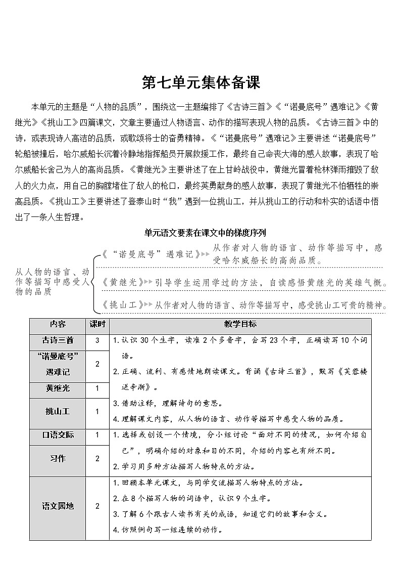 部编版语文四年级下册《22 古诗三首》教学设计第1页