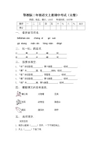 鄂教版二年级语文上册期中考试（完整）练习题