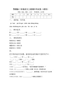 鄂教版三年级语文上册期中考试卷（通用）