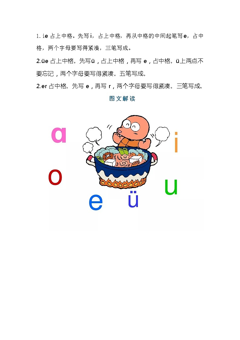 一年级语文上册素材-汉语拼音11《ie üe er》知识点 图文解读 人教部编版学案02