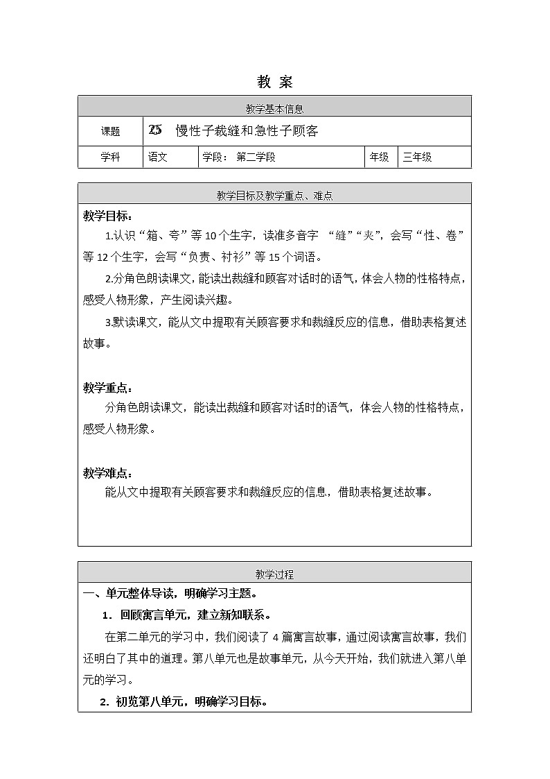 《慢性子裁缝和急性子顾客》课件PPT01