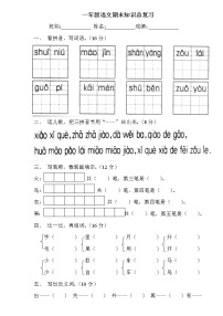 人教版一年级语文第一学期总复习试卷