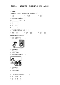 寒假作业——部编版语文一年级上册作业（四）（含答案）