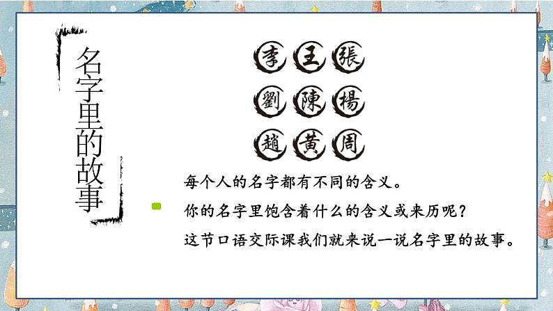 最新人教（部编版）语文三年级上册：第四单元口语交际名字里的故事课件PPT第8页