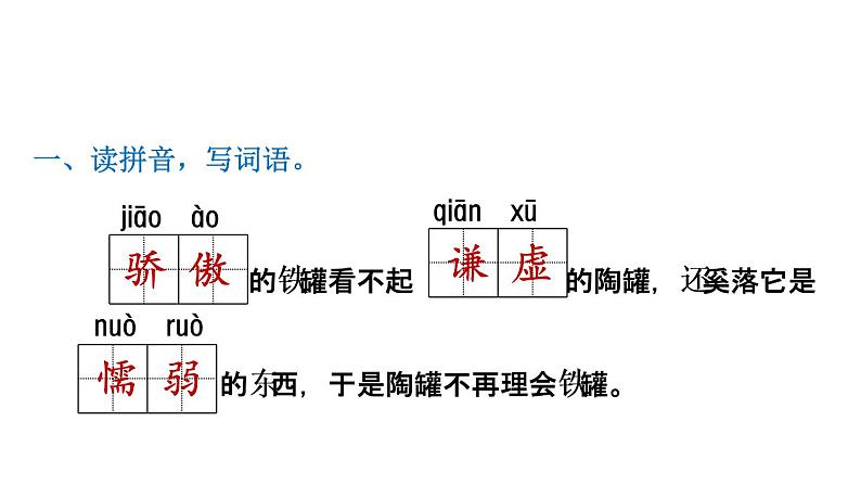 三年级下册语文习题课件　第6课陶罐和铁罐习题　部编版(共19张PPT)第2页