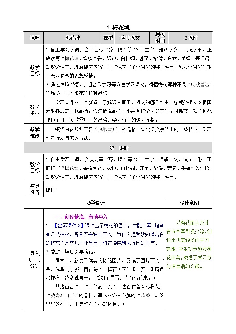 4 梅花魂 课件+教案+音视频素材01
