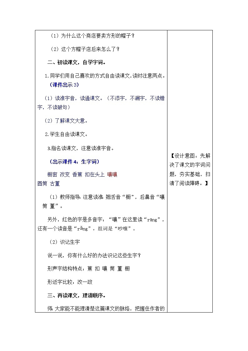 部编版语文三年级下册-08第八单元-02方帽子店-教案05第2页