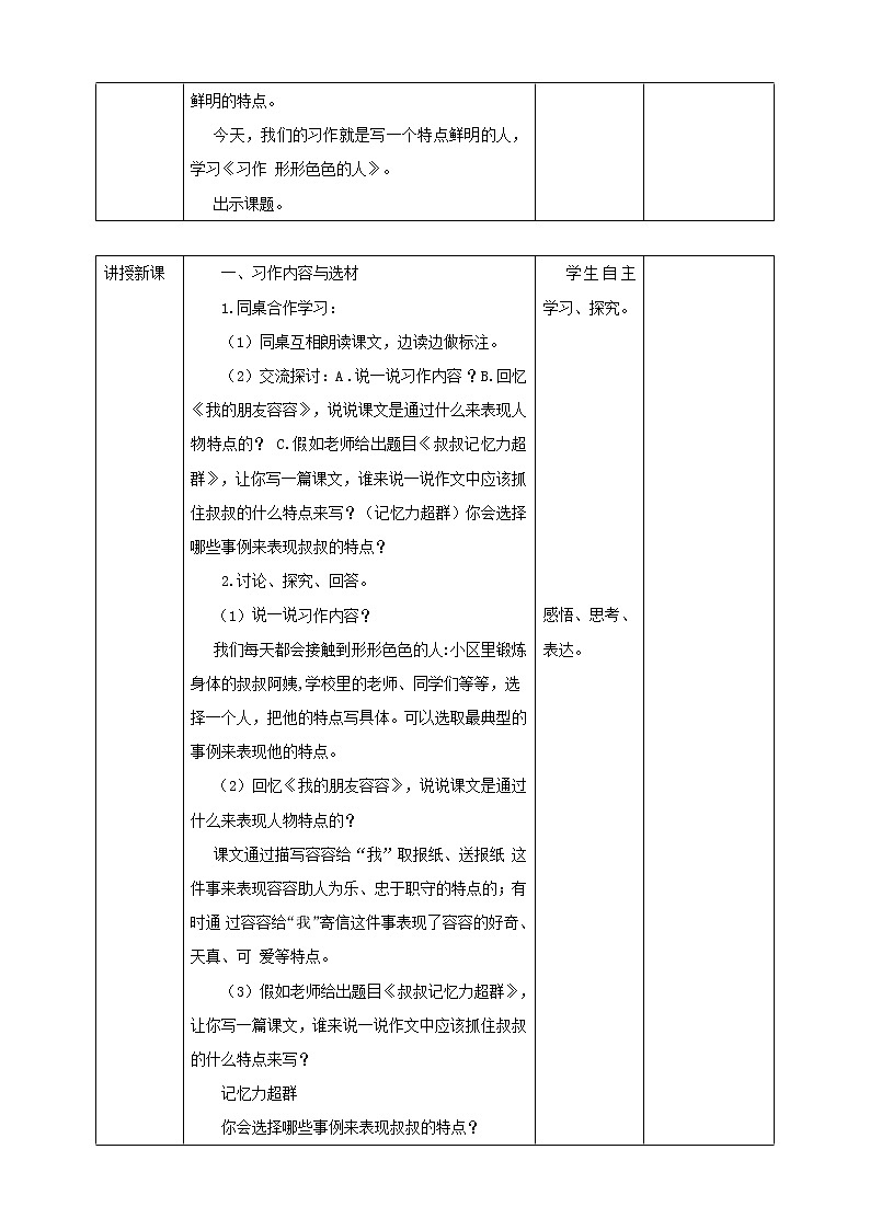 部编版语文五年级下册-05第五单元-04习作：形形色色的人-教案01第2页