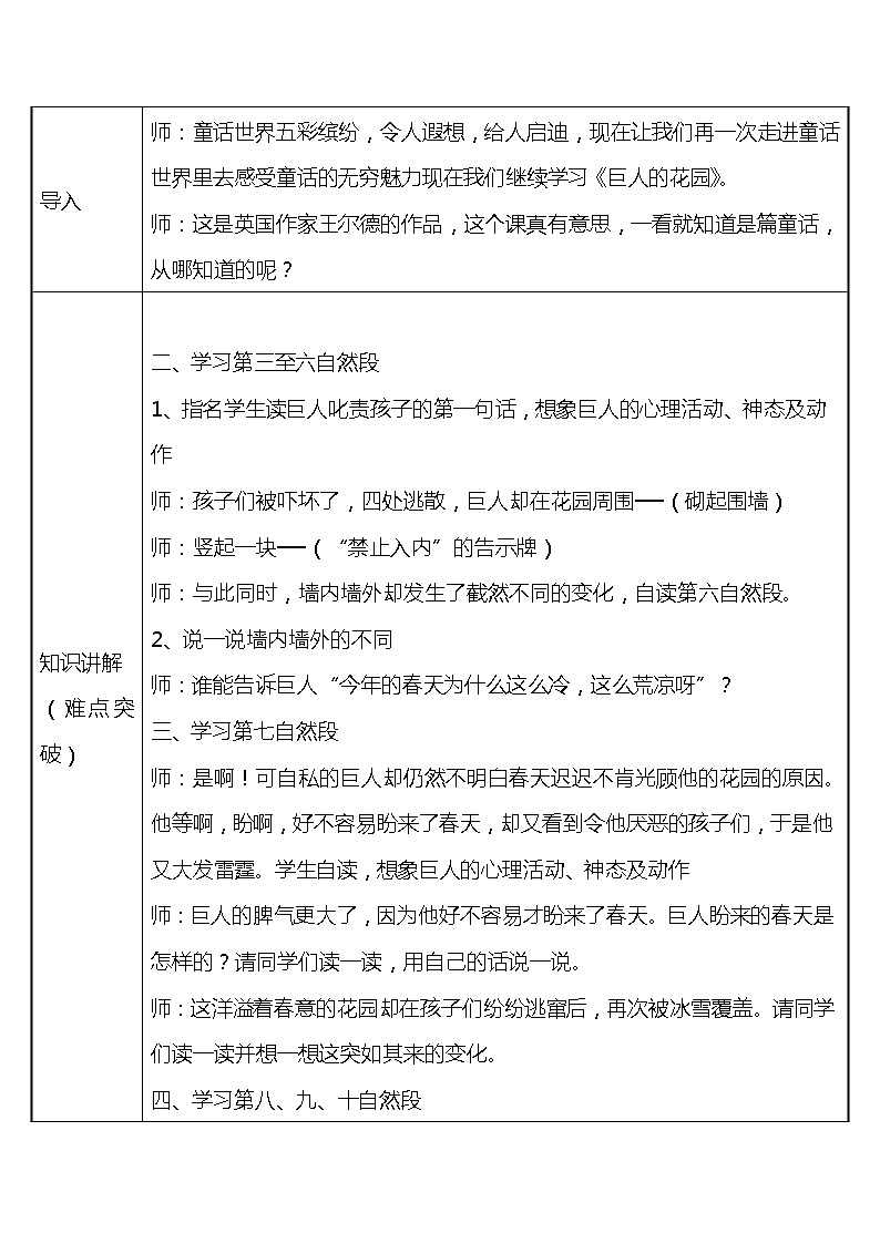 人教版（部编版）小学语文四年级下册  27 巨人的花园  教案02