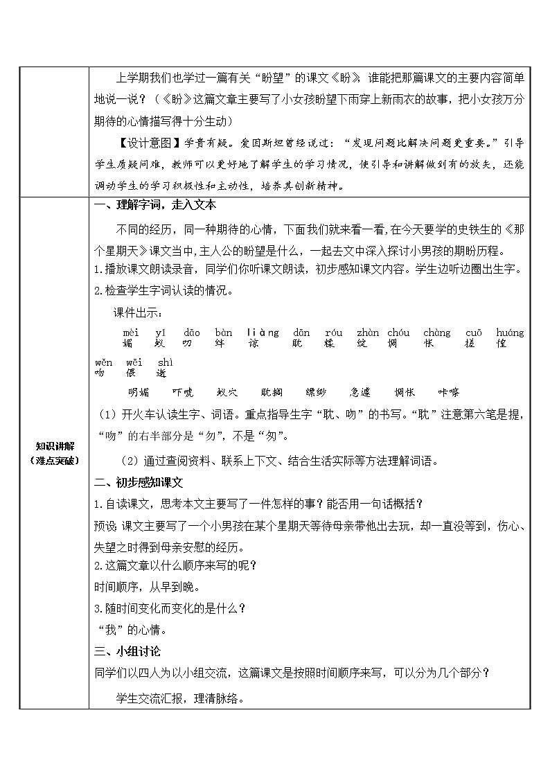 人教版（部编版）小学语文六年级下册  9.那个星期天  教案第2页