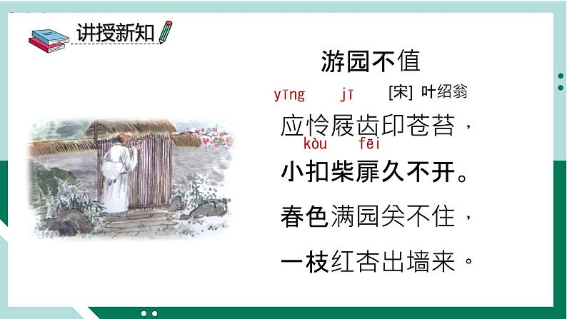 2021-2022学年部编版六年级下册第七单元古诗词诵读7 游园不值课件PPT第4页