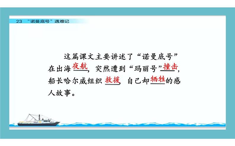 人教版（部编版）小学语文四年级下册  23“诺曼底号”遇难记  课件第6页