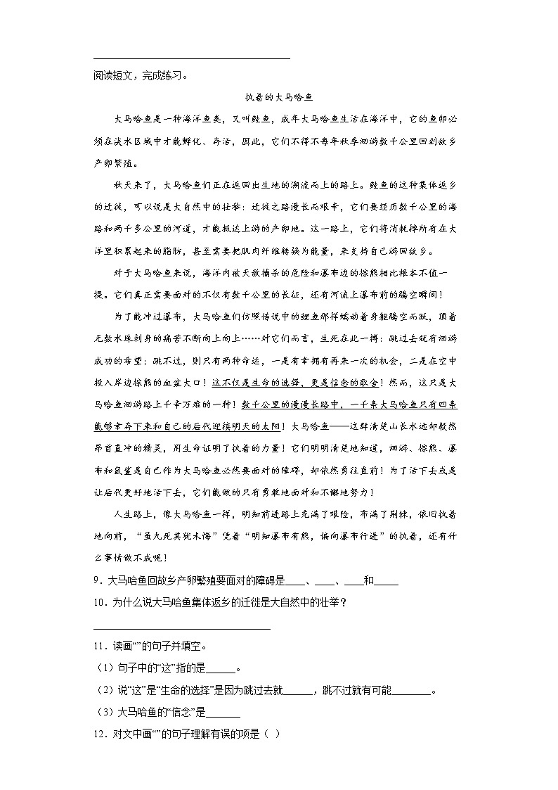 部编版语文四年级下册5.琥珀同步练习第2页