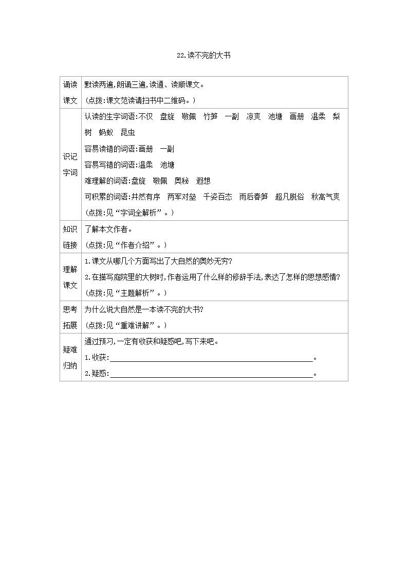 22.读不完的大书 预习作业 练习01