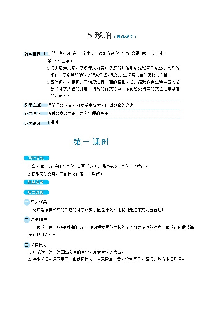 5琥珀（教案）第1页