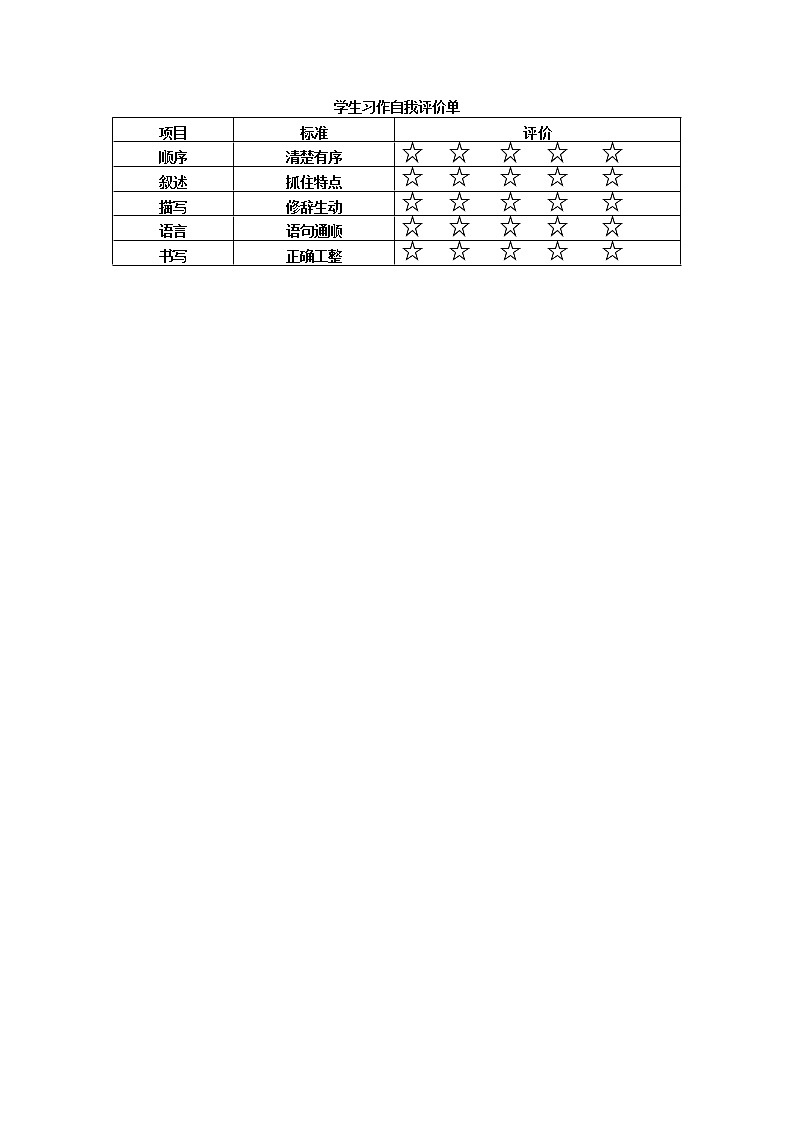 学生习作自我评价单第1页