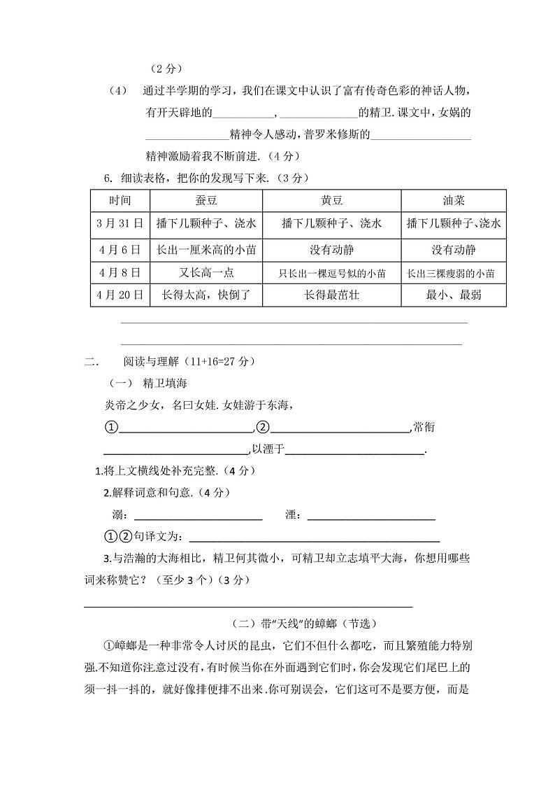 【部编版】语文四年级上册《期中考试卷》带答案第3页