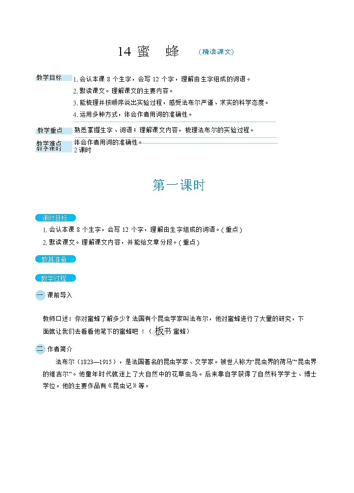 14蜜蜂（教案）第1页