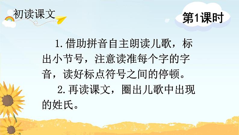 部编版语文一年级下册 2 姓氏歌 (1)课件PPT第3页