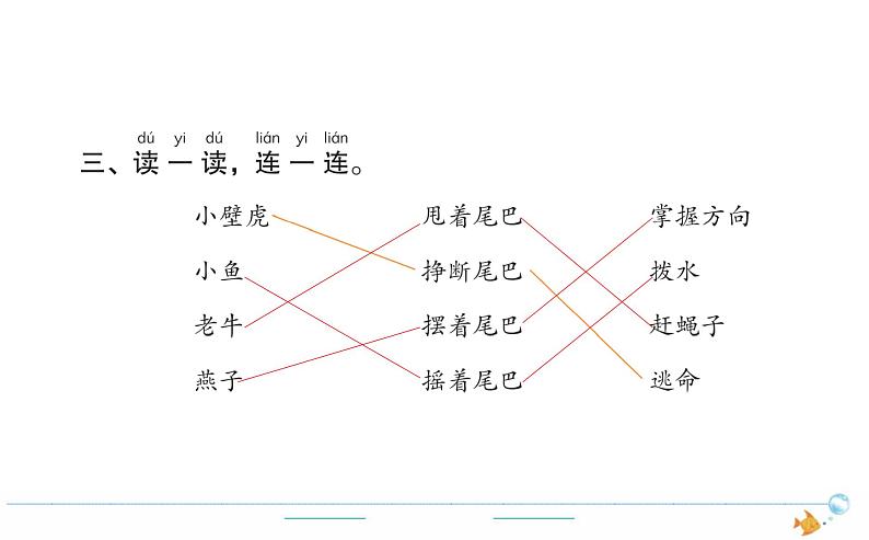 1年级语文下R  八  课文  21小壁虎借尾巴作业课件第3页