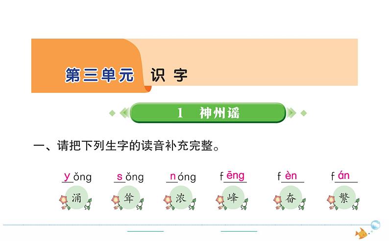 2年级语文下R  三  识字  1神州谣作业课件第1页