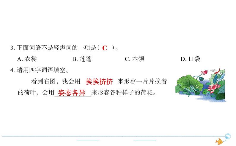 3年级语文下R  一   3荷花作业课件第2页