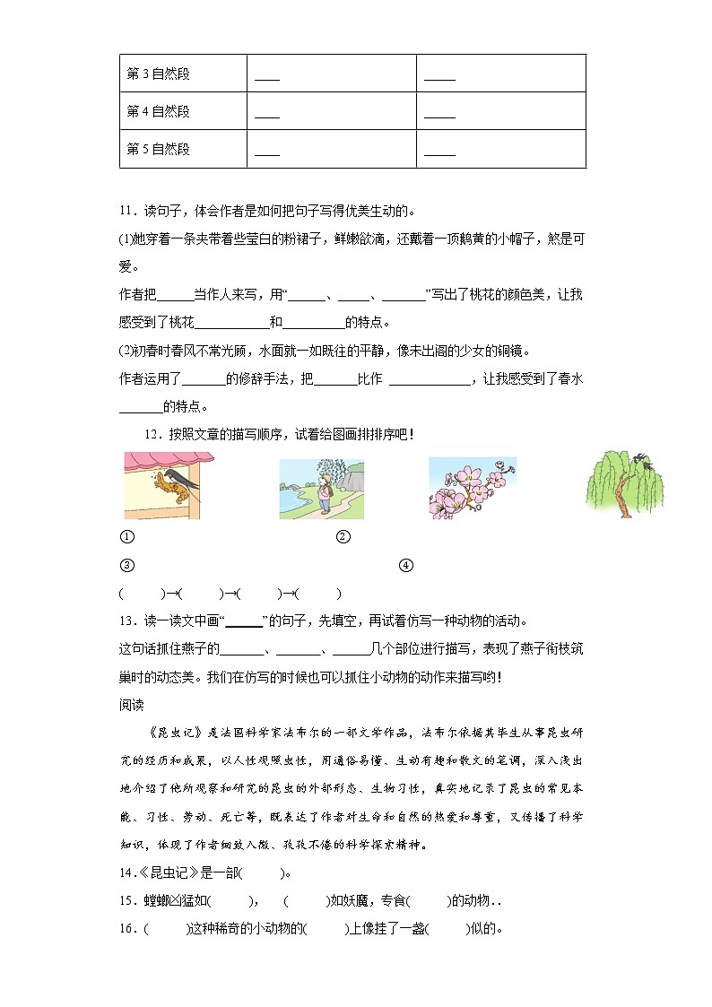 部编版语文三年级下册4.昆虫备忘录同步练习03