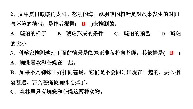 四年级下册部编版语文习题课件  第二单元 ５　琥　珀第8页