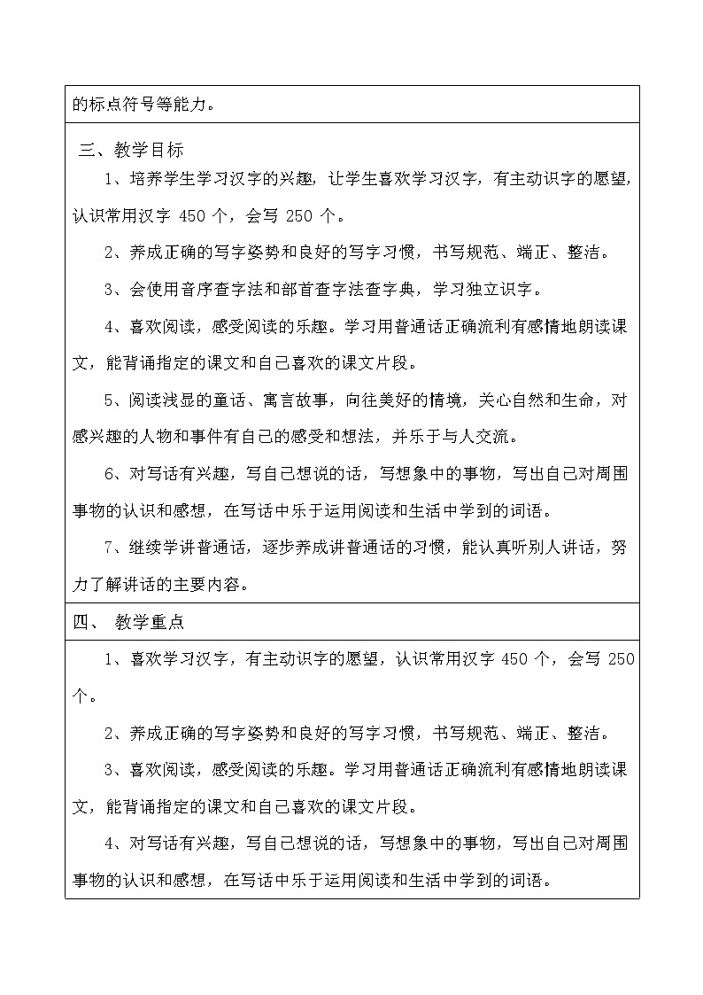 二年级语文上册教学计划教案第2页