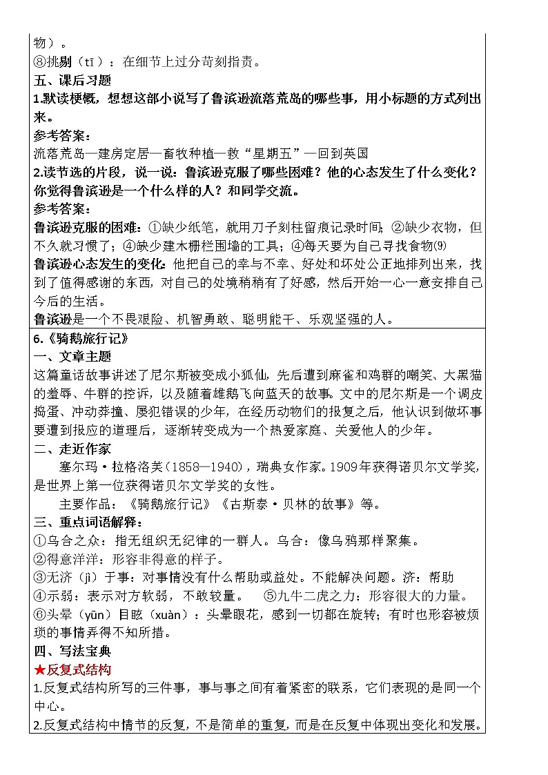 部编版语文六下第二单元要点学案02