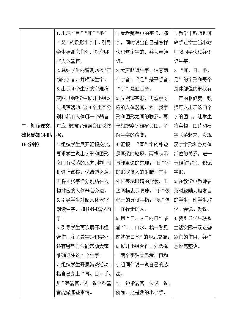 部编版 语文一年级上册：识字3《口耳目》导学案02